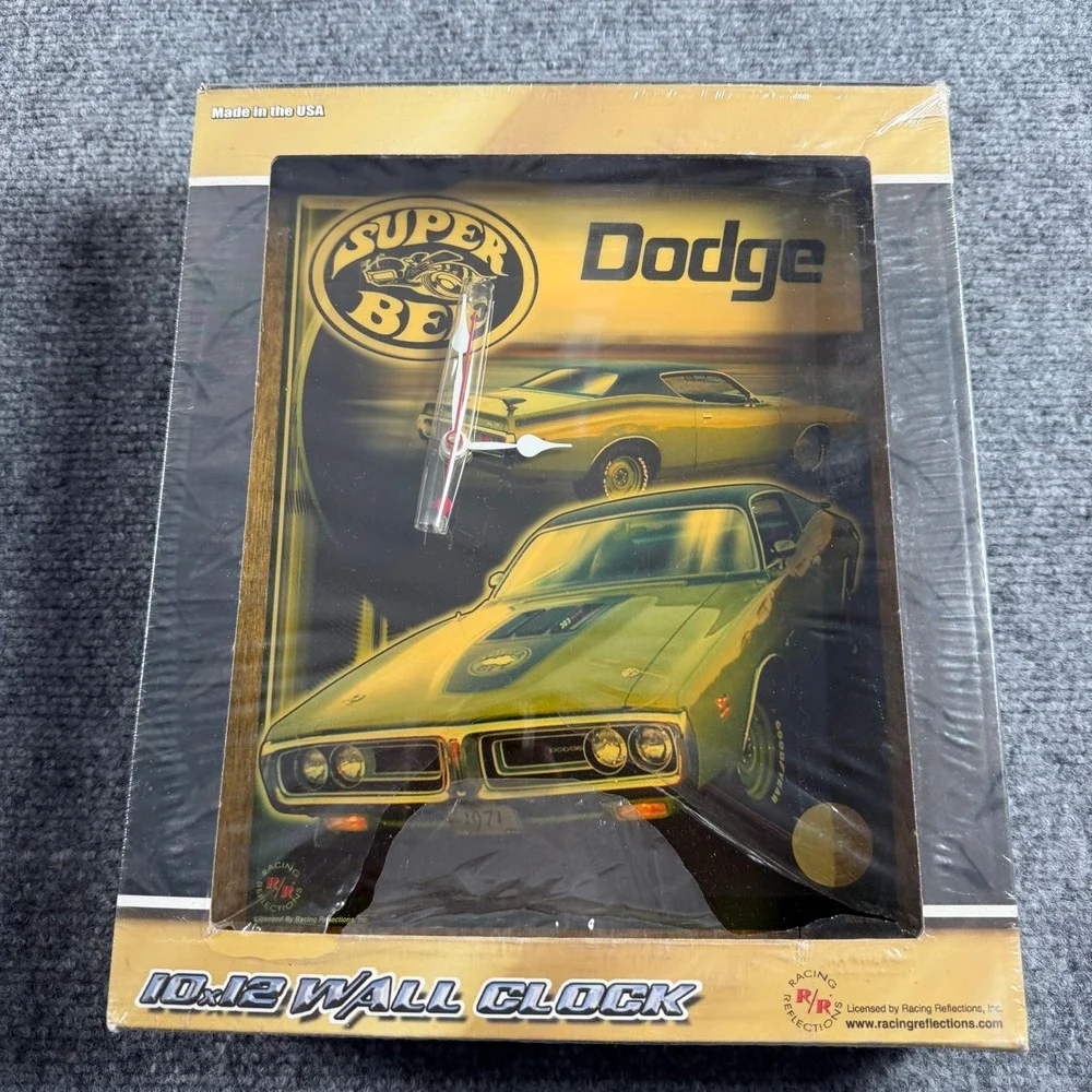 Racing Reflections Dodge Wall Clock Unisex 10x12 Yellow Super Bee Muscle Car